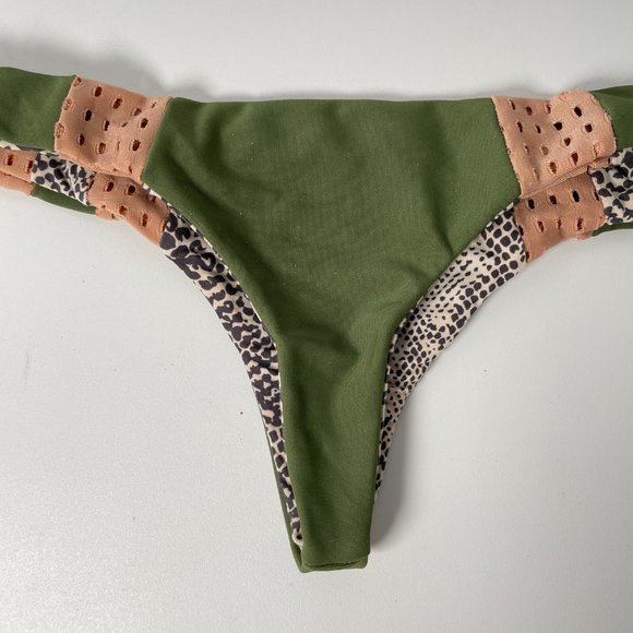 ACACIA Swimwear Green Palm Topless Mesh Bottom Size XS / P Bikini Swimsuit - Picture 7 of 9